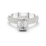 Luminous Pavé-Encrusted Emerald Solitaire