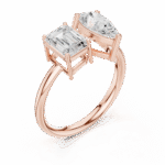 Modern Unity Emerald & Pear Double Diamond Ring - Image 5