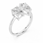 Modern Unity Emerald & Pear Double Diamond Ring - Image 4