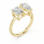 Modern Unity Emerald & Pear Double Diamond Ring - Image 6