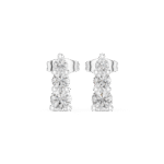 Classic Lab-Grown Diamond Three-Stone Stud Earrings in White Gold - Image 3