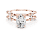 Modern Double Band Lab-Created Diamond Ring with Pear Solitaire - Image 2
