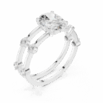 Modern Double Band Lab-Created Diamond Ring with Pear Solitaire - Image 4