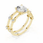 Modern Double Band Lab-Created Diamond Ring with Pear Solitaire - Image 5