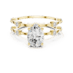 Modern Double Band Lab-Created Diamond Ring with Pear Solitaire