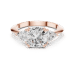 Cushion Cut Three-Stone Lab-Grown Diamond Ring with Pear Side Stones - Image 2