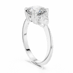 Cushion Cut Three-Stone Lab-Grown Diamond Ring with Pear Side Stones - Image 9