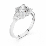 Cushion Cut Three-Stone Lab-Grown Diamond Ring with Pear Side Stones - Image 3