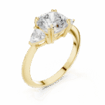 Cushion Cut Three-Stone Lab-Grown Diamond Ring with Pear Side Stones - Image 5