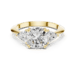 Cushion Cut Three-Stone Lab-Grown Diamond Ring with Pear Side Stones