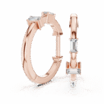 Baguette-Cut Lab-Grown Diamond Vertical Row Hoop Earrings - Image 8