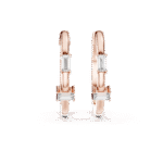 Baguette-Cut Lab-Grown Diamond Vertical Row Hoop Earrings - Image 2