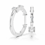 Baguette-Cut Lab-Grown Diamond Vertical Row Hoop Earrings - Image 7