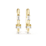 Baguette-Cut Lab-Grown Diamond Vertical Row Hoop Earrings