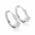Round-Cut Lab-Grown Diamond Cluster Hoop Earrings - Image 4