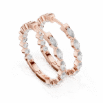 Marquise and Round-Cut Lab-Grown Diamond Alternating Hoop Earrings - Image 5
