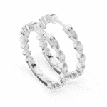 Marquise and Round-Cut Lab-Grown Diamond Alternating Hoop Earrings - Image 4