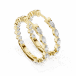 Marquise and Round-Cut Lab-Grown Diamond Alternating Hoop Earrings - Image 6