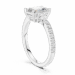 Emerald Cut Lab-Grown Diamond Ring with Trillion Side Stones - Image 9