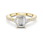 Emerald Cut Lab-Grown Diamond Ring with Trillion Side Stones