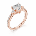 Romantic Heart Cut Lab-Created Diamond Ring with Pavé Band - Image 6