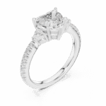 Romantic Heart Cut Lab-Created Diamond Ring with Pavé Band - Image 4