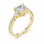 Romantic Heart Cut Lab-Created Diamond Ring with Pavé Band - Image 5