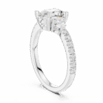 Elegant Oval-Cut Lab-Grown Diamond Ring with Tapered Side Stones & Pavé Band - Image 10