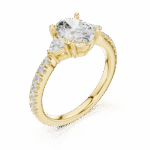 Elegant Oval-Cut Lab-Grown Diamond Ring with Tapered Side Stones & Pavé Band - Image 6