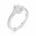 Elegant Pear-Cut Lab-Grown Diamond Ring with Pavé Band and Side Stones - Image 4