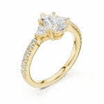 Elegant Pear-Cut Lab-Grown Diamond Ring with Pavé Band and Side Stones - Image 5