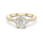 Elegant Pear-Cut Lab-Grown Diamond Ring with Pavé Band and Side Stones