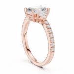Radiant-Cut Trilogy Diamond Ring with Pavé Band - Image 9