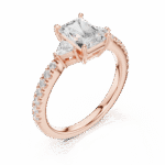 Radiant-Cut Trilogy Diamond Ring with Pavé Band - Image 6