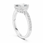 Radiant-Cut Trilogy Diamond Ring with Pavé Band - Image 7