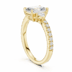 Radiant-Cut Trilogy Diamond Ring with Pavé Band - Image 8