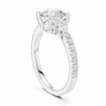 Round Brilliant Trilogy Diamond Ring with Pavé Band - Image 10