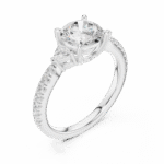 Round Brilliant Trilogy Diamond Ring with Pavé Band - Image 4