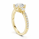 Round Brilliant Trilogy Diamond Ring with Pavé Band - Image 12