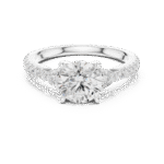 Round Brilliant Trilogy Diamond Ring with Pavé Band - Image 3