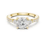 Round Brilliant Trilogy Diamond Ring with Pavé Band