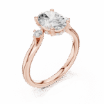 Oval-Cut Trilogy Diamond Ring with Round Accents - Image 5