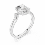 Oval-Cut Trilogy Diamond Ring with Round Accents - Image 4