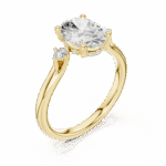 Oval-Cut Trilogy Diamond Ring with Round Accents - Image 6