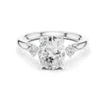Oval-Cut Trilogy Diamond Ring with Round Accents - Image 3
