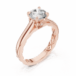 Round Brilliant-Cut Lab-Grown Diamond Solitaire Ring with Engraved Pattern Band - Image 6