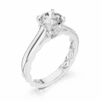 Round Brilliant-Cut Lab-Grown Diamond Solitaire Ring with Engraved Pattern Band - Image 4