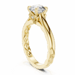 Round Brilliant-Cut Lab-Grown Diamond Solitaire Ring with Engraved Pattern Band - Image 8