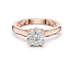 Round Brilliant-Cut Lab-Grown Diamond Solitaire Ring with Engraved Pattern Band - Image 2