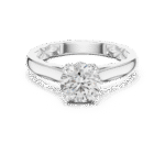 Round Brilliant-Cut Lab-Grown Diamond Solitaire Ring with Engraved Pattern Band - Image 3